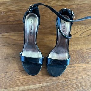 Madden girl black ankle strap patent heels